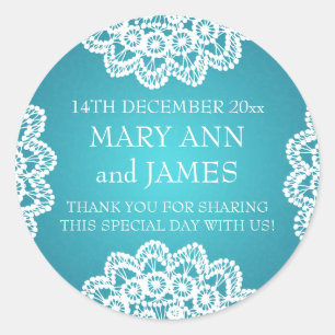 Adesivo Azul elegante do laço do vintage do Tag do favor