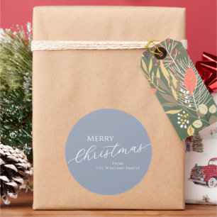 Adesivo Azul Empoeirado Moderno Minimalista Feliz Natal