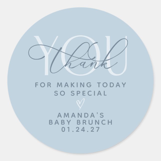 Adesivo Azul Empoeirado Obrigado (Frente)