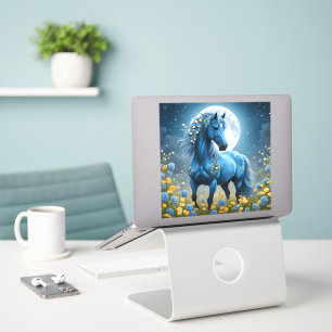 Adesivo Azul Fantasia Flores de Lua de Cavalo Mágico,