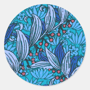 Adesivo Azul Floral Antiquado Boho Moderno