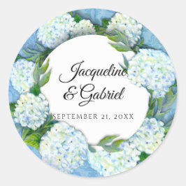 Adesivo Azul Floral Branco Hidrangea Casamento tema damasc