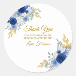 Adesivo Azul Floral & Dourado