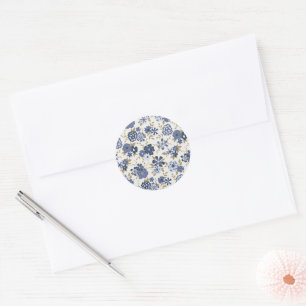 Adesivo Azul Flores de Vinha Simples Botânicas