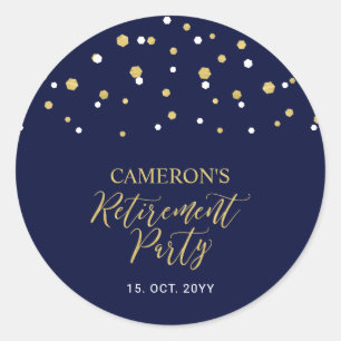 Adesivo Azul Marinho & Dourado   Favor de Festa de Aposent