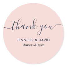 Azul Marinho e Beijo Rosa Moderno Obrigado