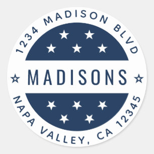 Adesivo Azul Marinho & Estrelas Brancas Endereço de Remess