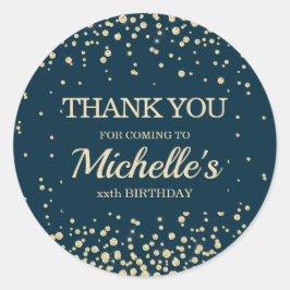 Adesivo Azul-marinho Moderno Dourado Brilho Aniversário Ob