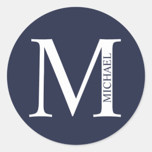 Adesivo Azul Marinho Personalizado Monograma e Nome