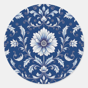 Adesivo Azul Marinho Porcelana Padrão Floral