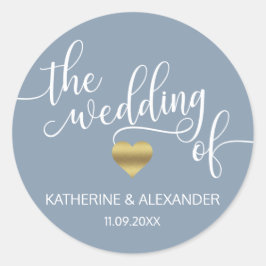 Adesivo Azul moderno e Dourado, o casamento das focas