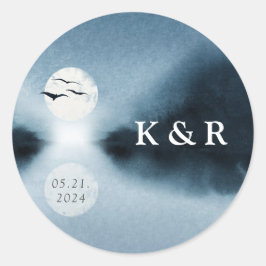 Adesivo Azul Noite Aquarela Paisagem Paisagem Caserna Mono