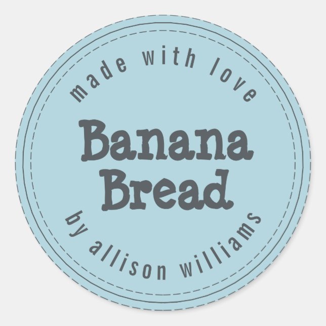 Adesivo Azul-pão de banana caseiro moderno (Frente)