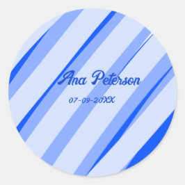 Adesivo Azul pastel adicionar nome data boho linhas padrão
