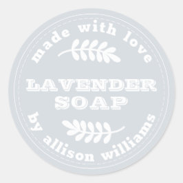 Adesivo Azul Pastel de Sabão de Lavanda Personalizado