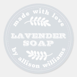 Adesivo Azul Pastel de Sabão de Lavanda Personalizado