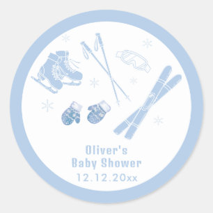 Adesivo Azul Pastel Inverno Après Bébé Menino de Neve Chur