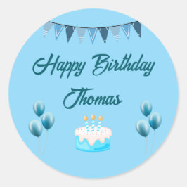 Adesivo Azul Personalizado - Aniversário