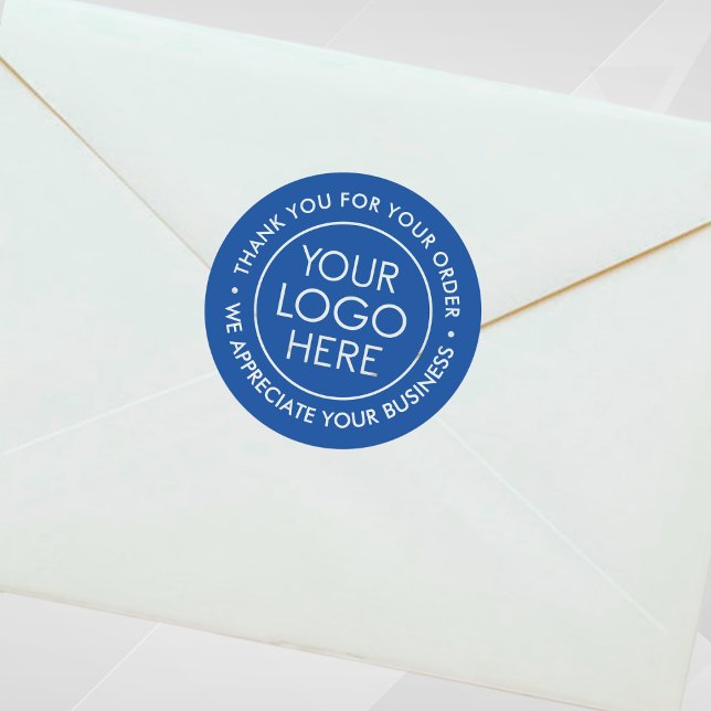 Adesivo Azul personalizado - Obrigado Sticker com Logotipo (Custom Blue Thank You Sticker with Logo)