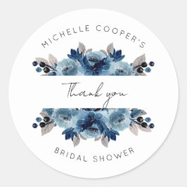 Adesivo Azul Poeirento e Floral Obrigado em Azul Marinho