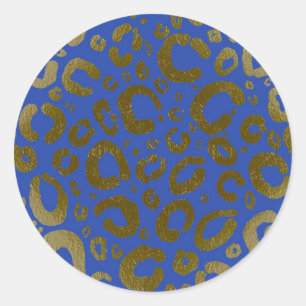 Adesivo Azul Real e Dourado Glam Estampa de Leopardo Festa