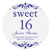 Azul-Real Elegante Tons Florais Lace White Damasco