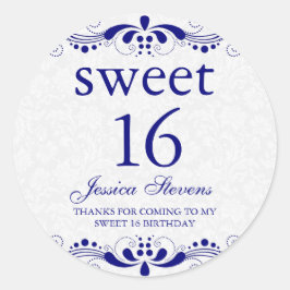 Adesivo Azul-Real Elegante Tons Florais Lace White Damasco