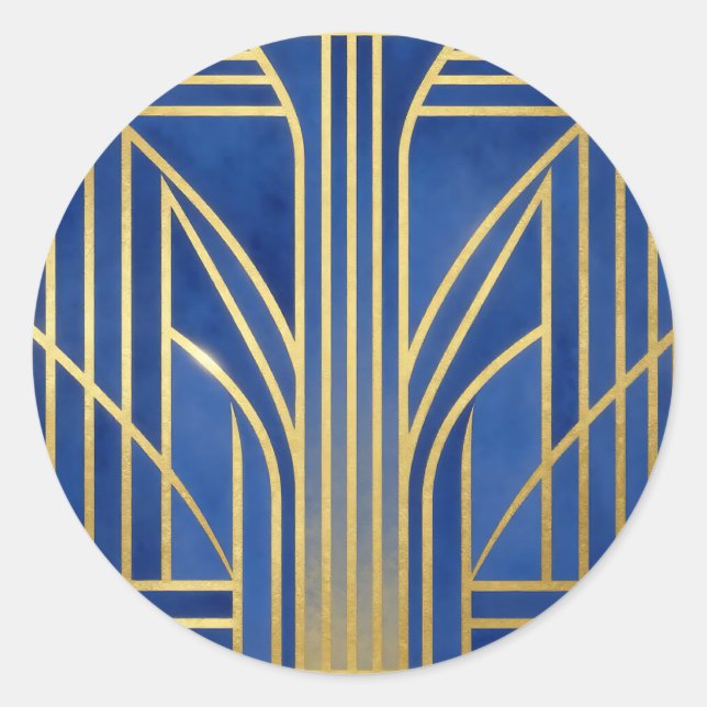 Adesivo Azul Real Ouro Art Déco (Frente)