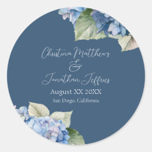 Adesivo Azul Romântico Flores de Hortênsia em Aquarela sob