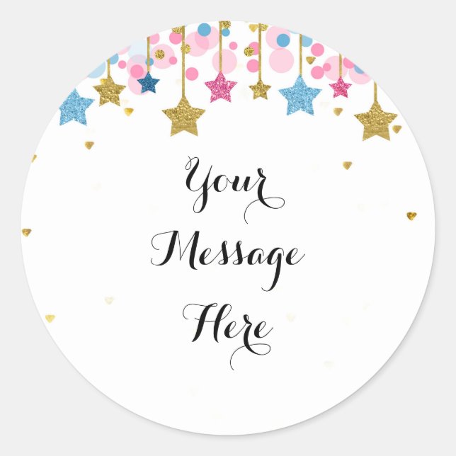 Adesivo Azul Rosa Dourado brilho brilho Obrigado (Frente)