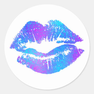 Adesivo Azul & Roxo Fantasia Rosa de Lábios Pintados