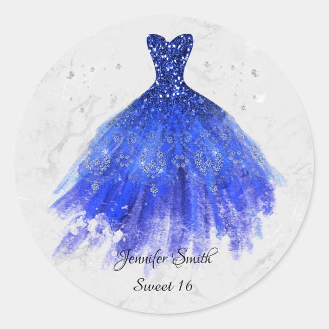 Adesivo Azul Sapphire Glitter Doce Dezesseis (Frente)