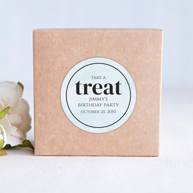 Adesivo Azul Simples de Aniversário Personalizado (Criador carregado)