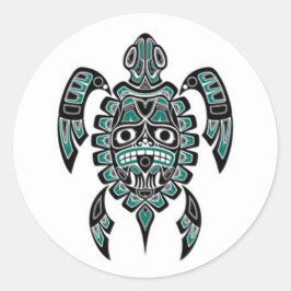 Adesivo Azul Teal e Tartaruga Espinheira Negra