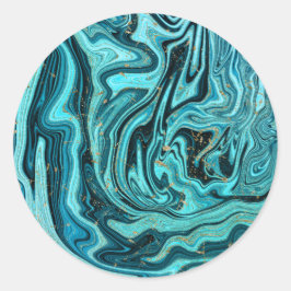 Adesivo Azul Turquesa e Dourado Chic Swirl Casamento Moder