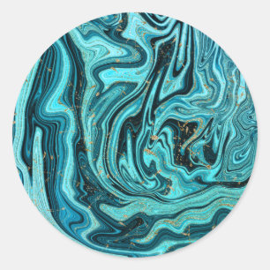 Adesivo Azul Turquesa e Dourado Chic Swirl Casamento Moder
