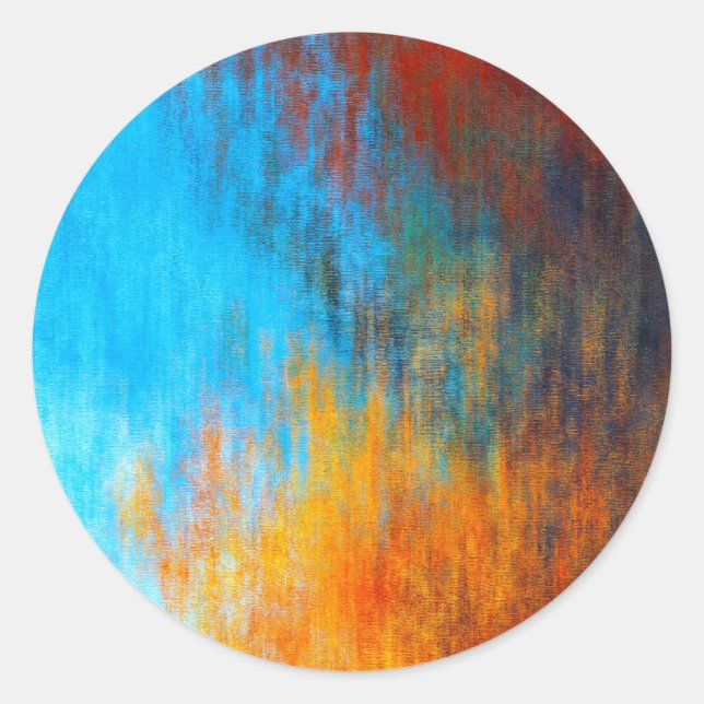 Adesivo azul-turquesa, laranja e vermelho abstrato (Frente)