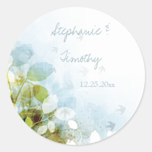 Adesivo Azul, verde-azeitona, aves de casamento