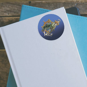 Adesivo Azul Verde-Tartaruga do Mar