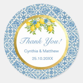 Adesivo Azulejo Azul e Limão Mediterrâneo