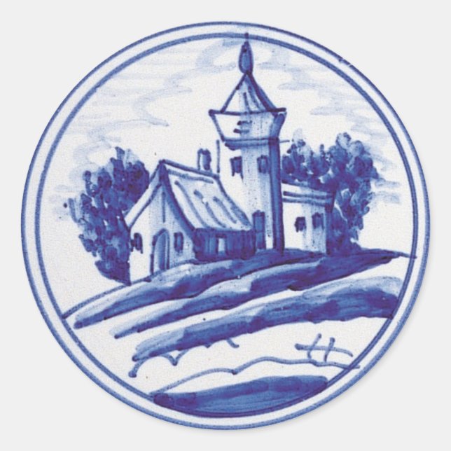Adesivo Azulejo azul tradicional neerlandês (Frente)