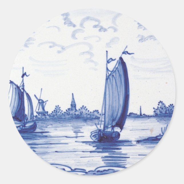 Adesivo Azulejo azul tradicional neerlandês (Frente)