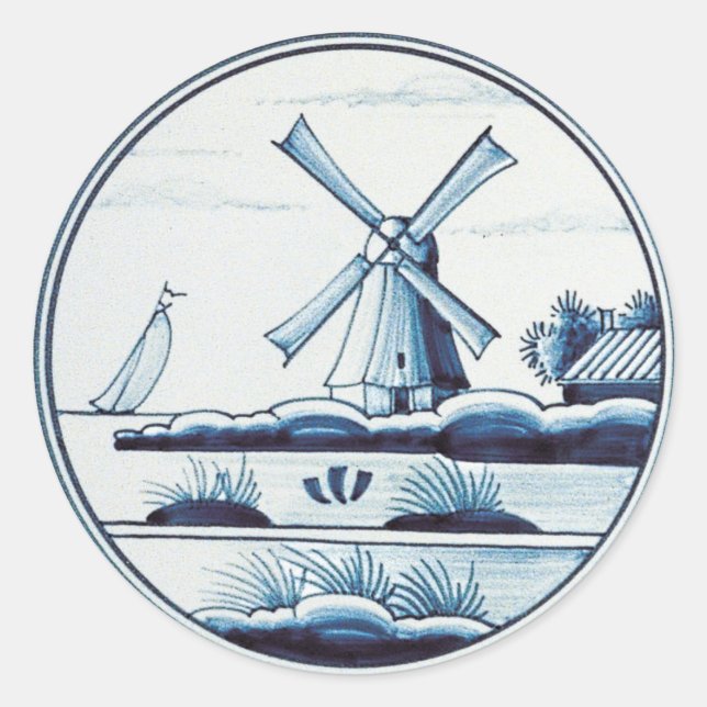 Adesivo Azulejo azul tradicional neerlandês (Frente)