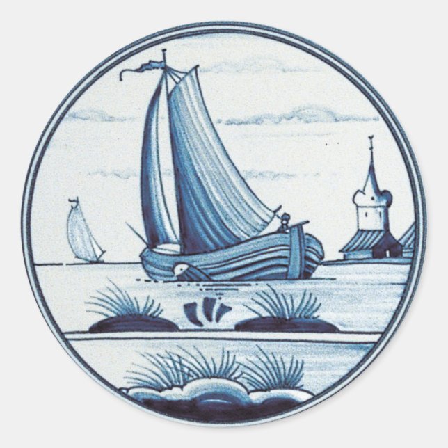 Adesivo Azulejo azul tradicional neerlandês (Frente)