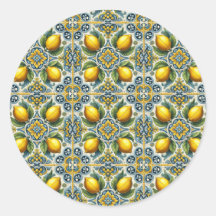 Azulejo De Casamento Limão Capri Azul Amarelo Medi