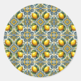 Adesivo Azulejo De Casamento Limão Capri Azul Amarelo Medi