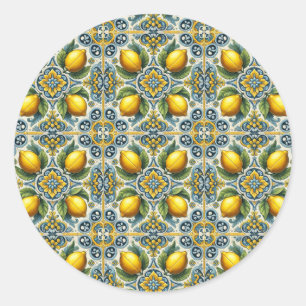 Adesivo Azulejo De Casamento Limão Capri Azul Amarelo Medi