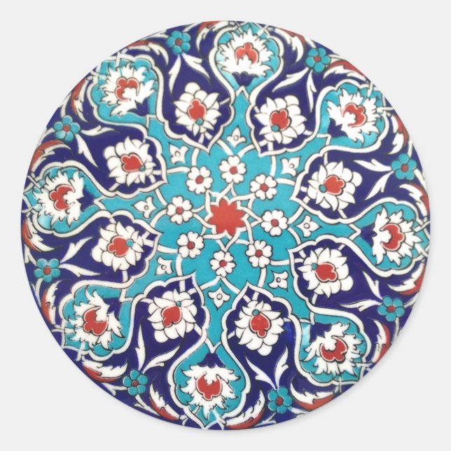 Adesivo Azulejo de Mesquita Floral Antiquada Turquesa (Frente)