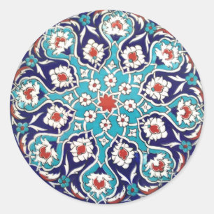 Adesivo Azulejo de mosaico floral antigo de turquesa