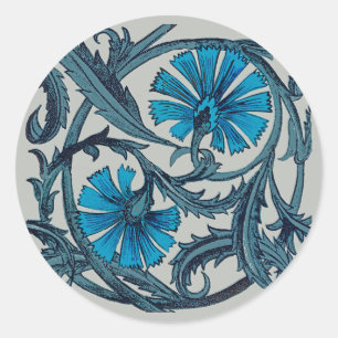 Adesivo Azulejo decorativo rústico de arte floral azul vin